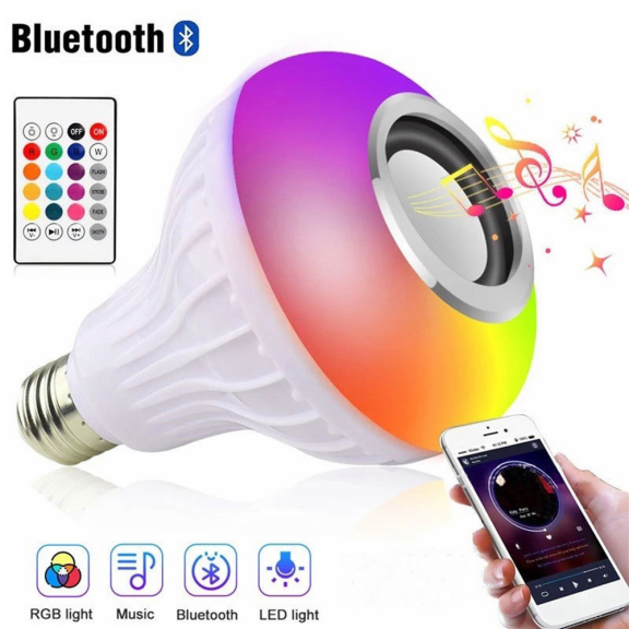 Bombilla de música Bluetooth colorida RGB (música Bluetooth + luces de colores + control remoto) - LU3591