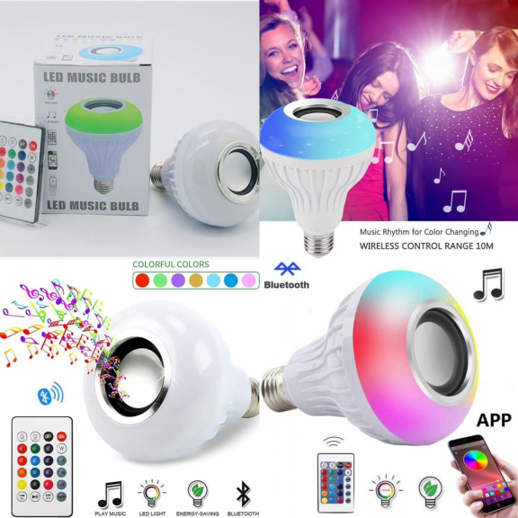 Bombilla de música Bluetooth colorida RGB (música Bluetooth + luces de colores + control remoto) - LU3591