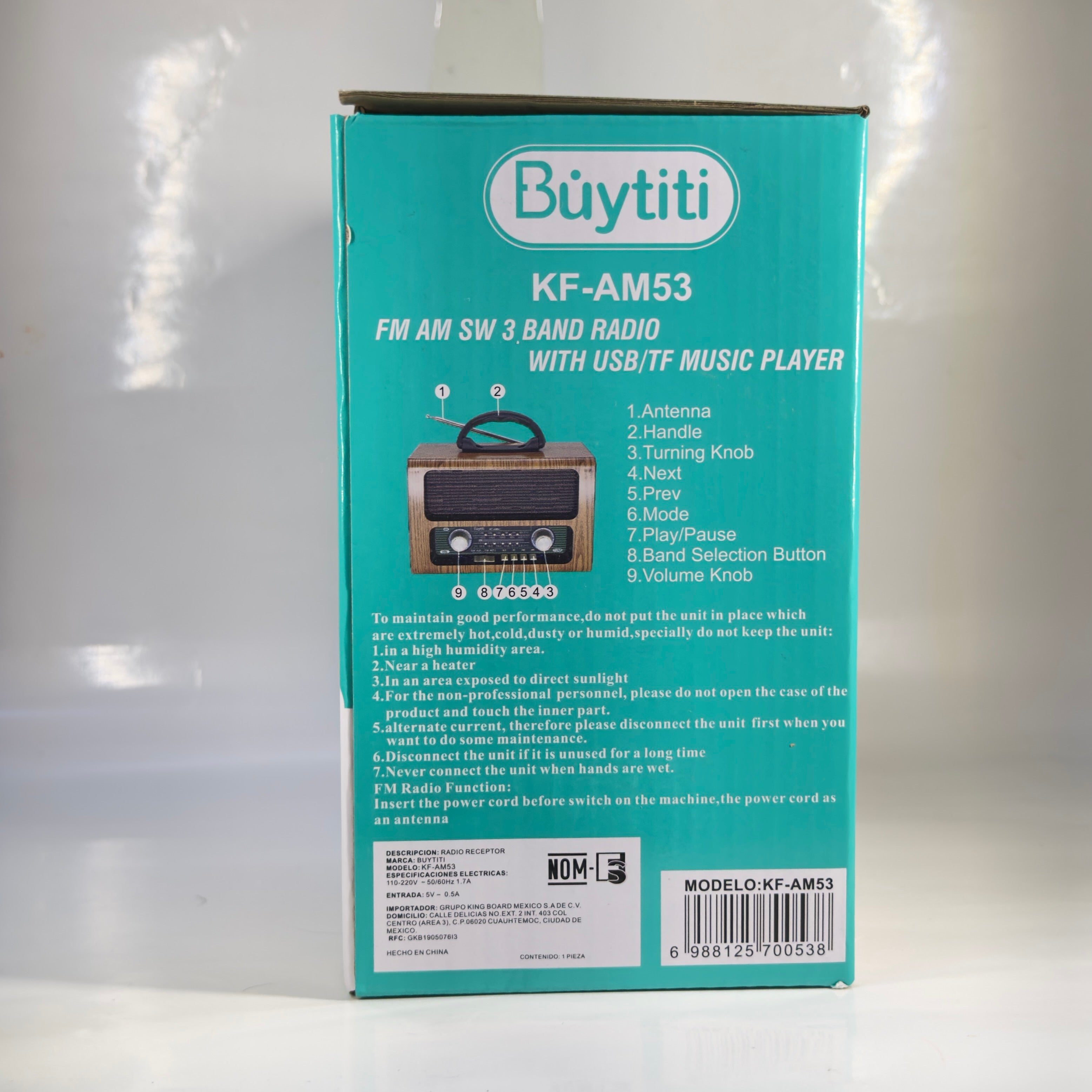 Bocina radio vintage buytiti de 3 bandas con ranuras para sd y usb, variedad de colores / AM53