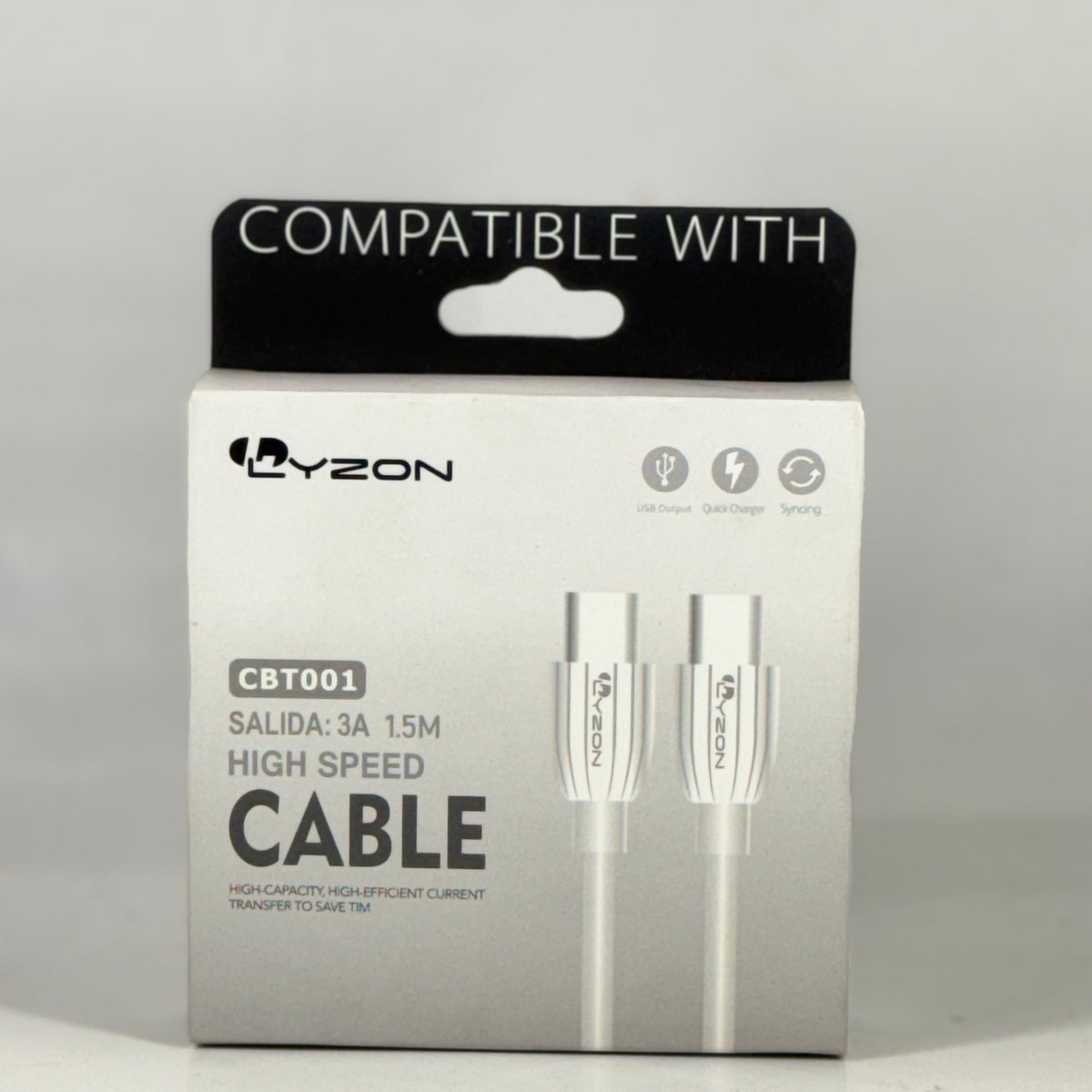 CABLE DOBLE TIPO C DE CARGA RAPIDA - CBT001